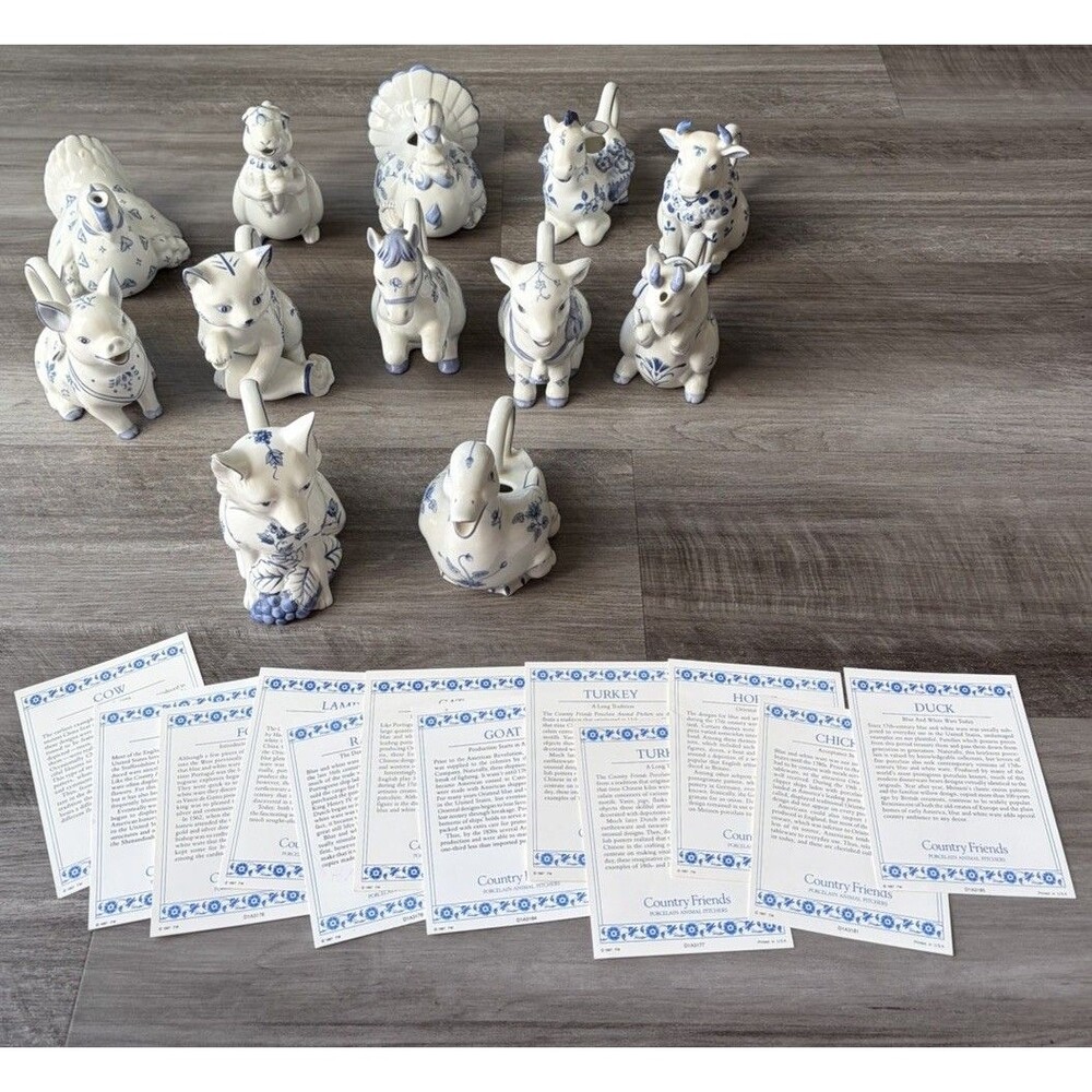 Franklin Mint Country Friends Complete Set of 12 Animal Creamers Hallie Greer